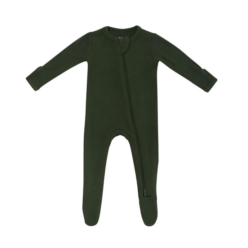 Ribbed Zipper Footie - Fir by Kyte Baby