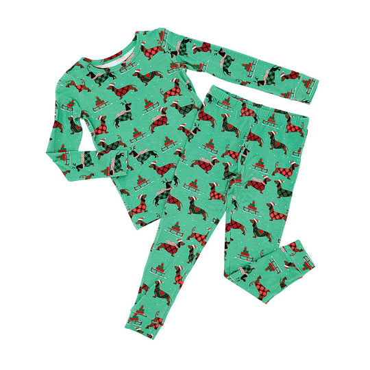 Bamboo Pajama Set - Tartan Tails Christmas Pajama by Bird & Bean