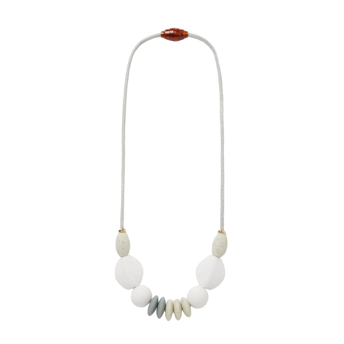 Necklace with round beads on a white background