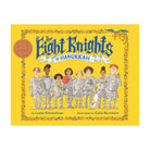 Book cover of 'The Eight Knights of Hanukkah' with illustrated characters on a yellow background
