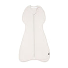 An off-white baby sleep sack with a full-length front zipper, photographed flat against a solid white background.