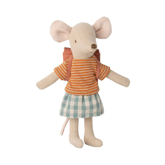 Tricycle Mouse, Big Sister with Bag - Old Rose by Maileg