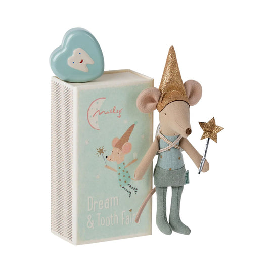 Tooth Fairy Mouse in Matchbox - Blue by Maileg