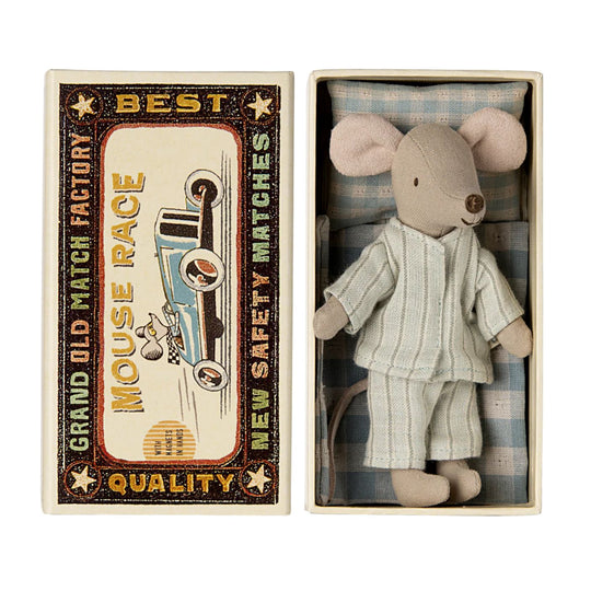 Big Brother Mouse in Matchbox - Mint Striped Pajamas by Maileg