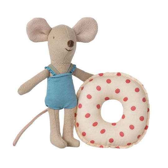 Beach Mouse with Float, Little Sister - Red Dot by Maileg