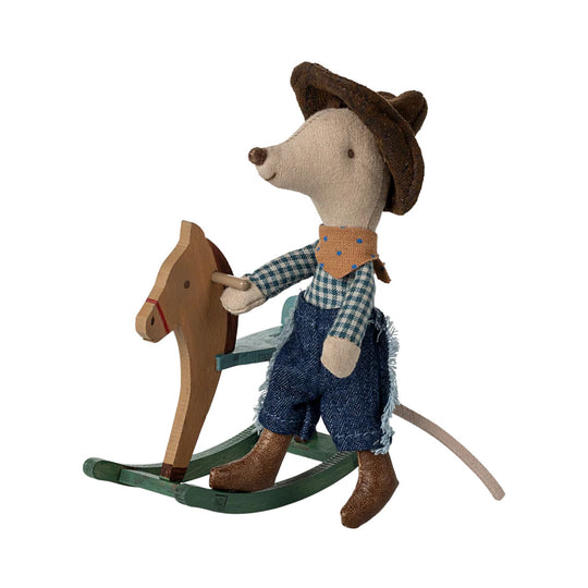 Cowboy Mouse on Rocking Horse, Little Brother by Maileg