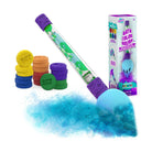 Bath color brush with colorful brush heads and packaging on a white background
