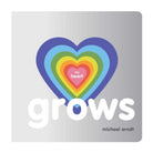 Book cover with a rainbow heart and text on a gray background