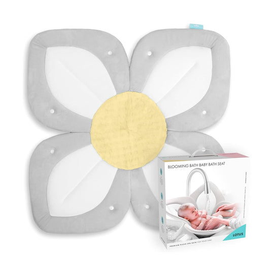 Lotus Baby Bath Seat - Gray/White/Yellow by Blooming Bath