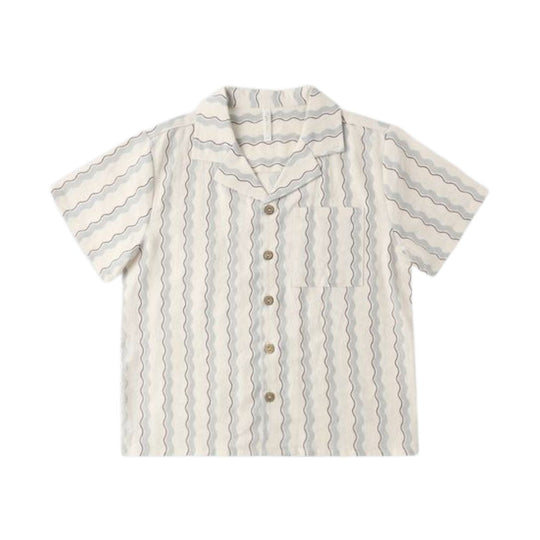 Lapel Collar Shirt - Wave Stripe by Rylee + Cru