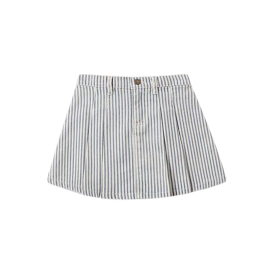 Pleated Denim Skirt - Railroad Stripe by Rylee + Cru
