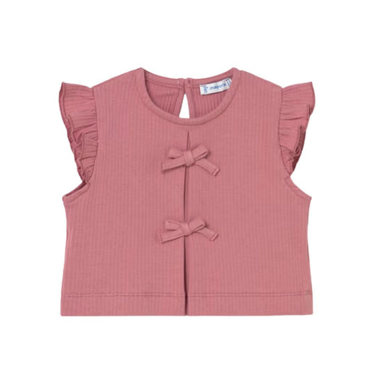Baby Ribbed Bow Top - Blush by Mayoral