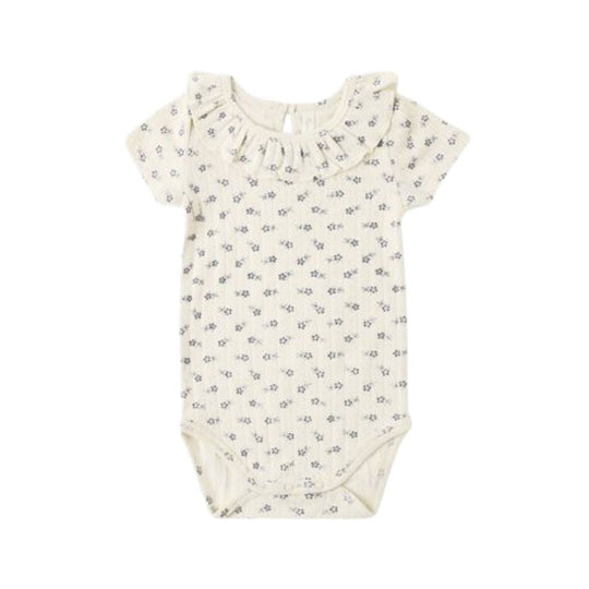 Ruffle Collar Bodysuit - Blue Ditsy by Rylee + Cru