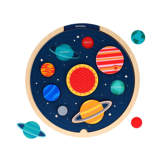 Multi-Language Solar System Wooden Tray Puzzle by Petit Collage
