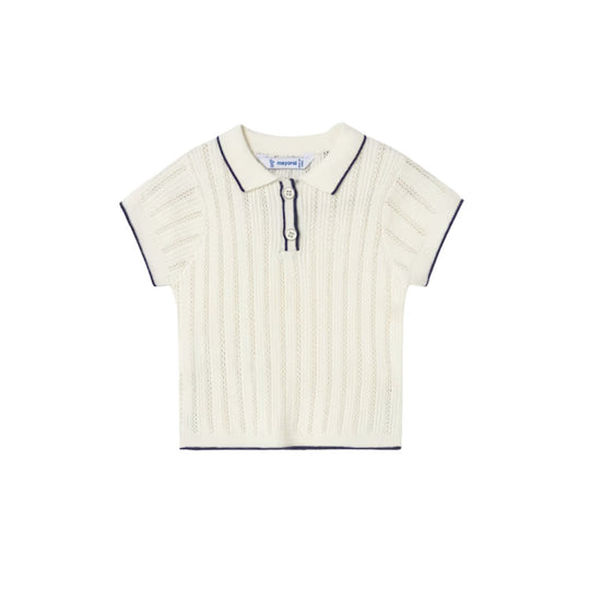 Baby Knit Polo Shirt - Ecru by Mayoral