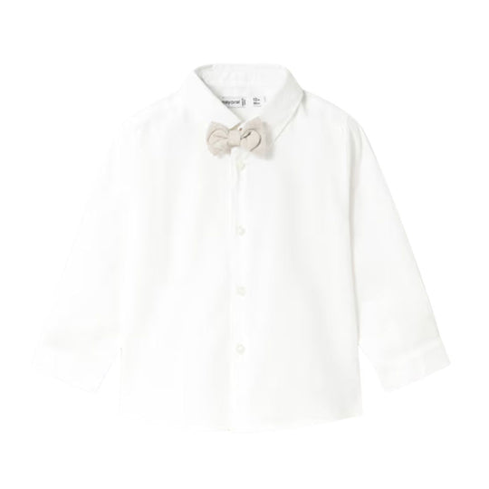Baby Long Sleeve Shirt and Bow Tie - White by Mayoral