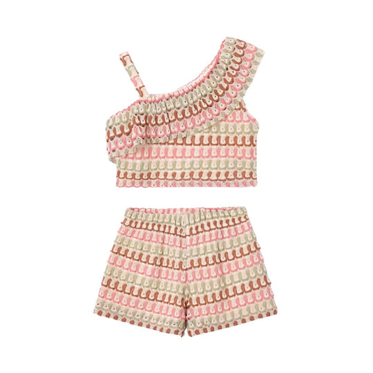 Knit Shorts and Asymmetric Top Set - Tangerine by Mayoral