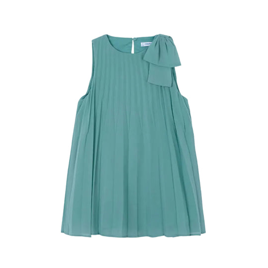 Pleated Dress with Shoulder Bow - Mint by Mayoral