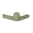 Green tactical belt with multiple pockets on a white background