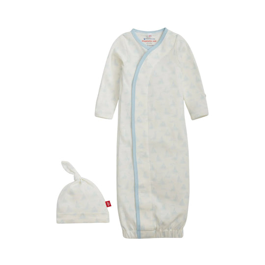 Blue Tiny Tides Organic Cotton Magnetic Gown & Hat Set by Magnetic Me