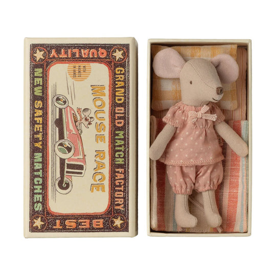 Big Sister Mouse in Matchbox - Polka Dot Pajamas by Maileg