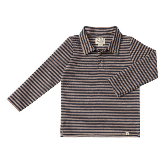 Midway Polo - Charcoal/Beige Stripe by Me & Henry - FINAL SALE