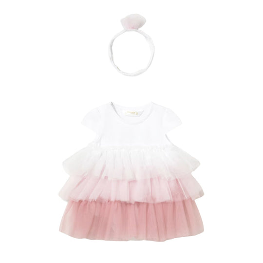 Baby Tulle Dress with Headband - Baby Pink by Mayoral