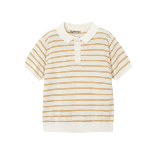 Knit Striped Polo - Cream/Mocca by Mayoral
