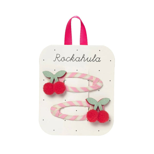 Cherry Kiss Stripy Clips by Rockahula Kids