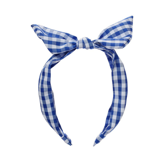 School Gingham Tie Headband - Blue by Rockahula Kids