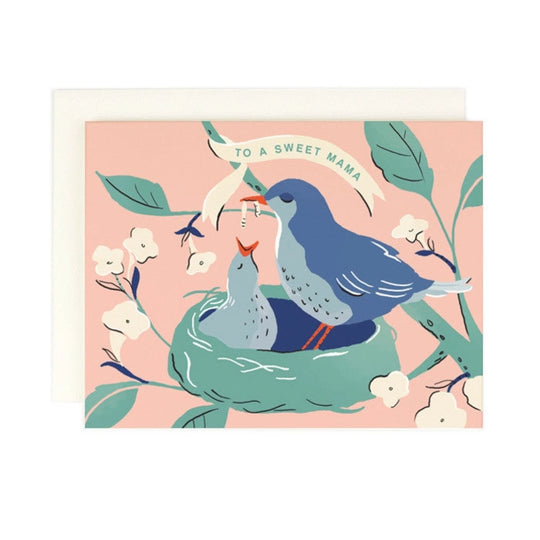 Sweet Mama Baby Bird Card by Amy Heitman