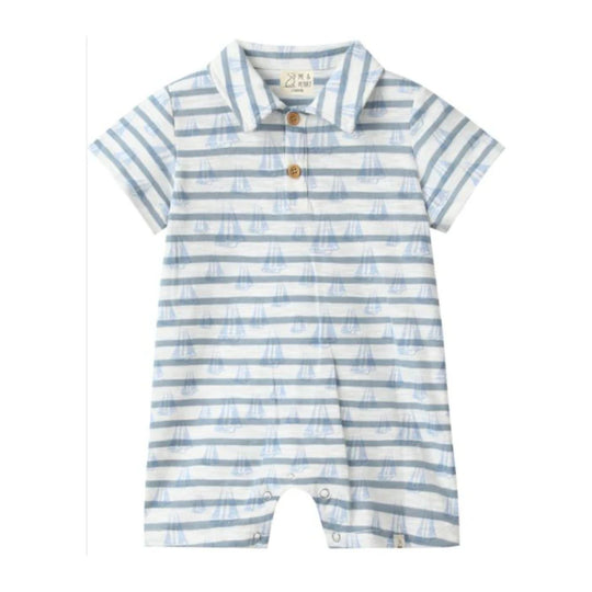 Drift Printed Romper - Sailboats by Me & Henry
