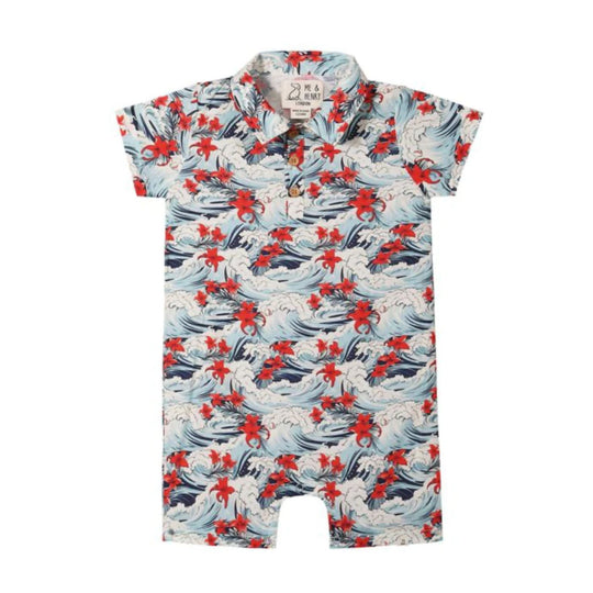 Molokai Woven Romper - Hawaiian Waves by Me & Henry