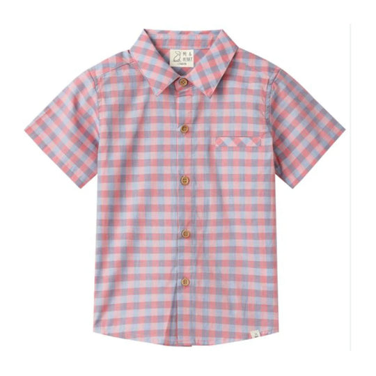 Newport Woven Button Up Shirt - Red/Blue Plaid by Me & Henry