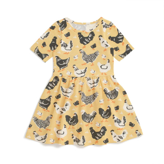 Alberta Dress - Chicken Family Yellow by Winter Water Factory
