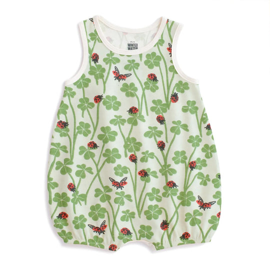 Bubble Romper - Clover & Ladybugs Green by Winter Water Factory