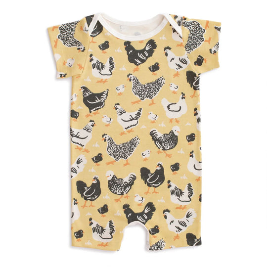 Summer Romper - Chicken Family Yellow by Winter Water Factory