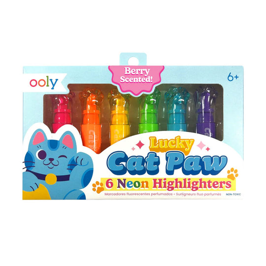 Lucky Cat Paw Scented Neon Highlighters - Set of 6 by OOLY