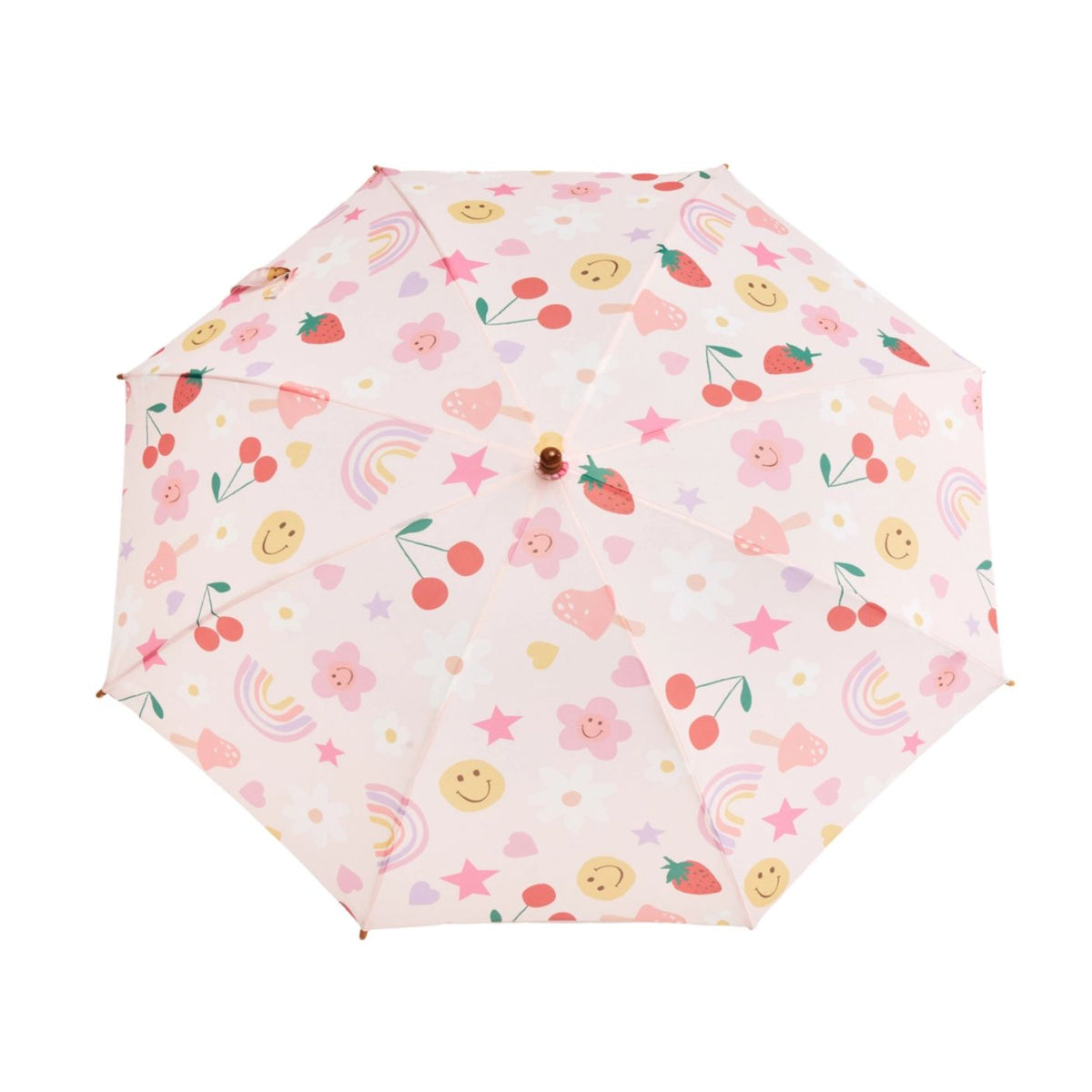 Colorful patterned umbrella on a white background