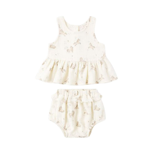 Sleeveless Peplum Set - Unicorns by Quincy Mae