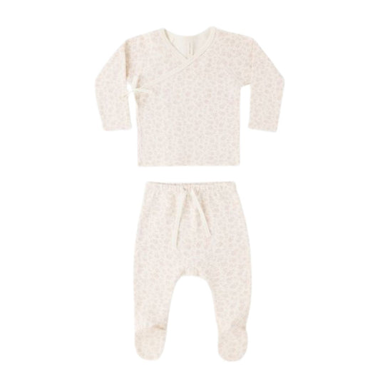 Wrap Top + Footed Pant Set - Ditsy by Quincy Mae