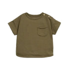Green t-shirt with a pocket on a white background