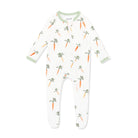 Baby onesie with carrot pattern on a white background