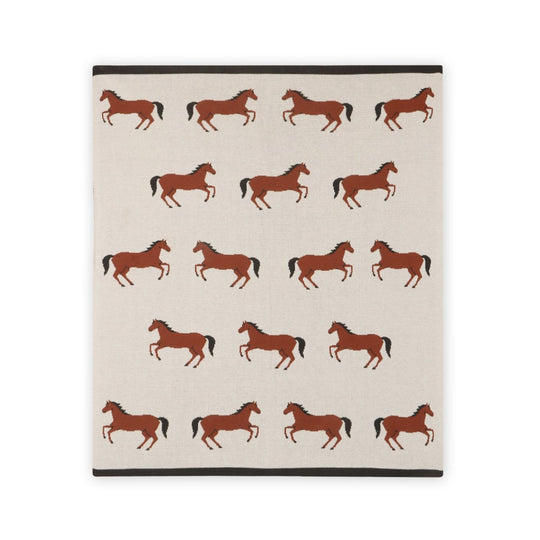 Organic Cotton Jacquard Sweater Knit Baby Blanket - Horse by Viverano Organics