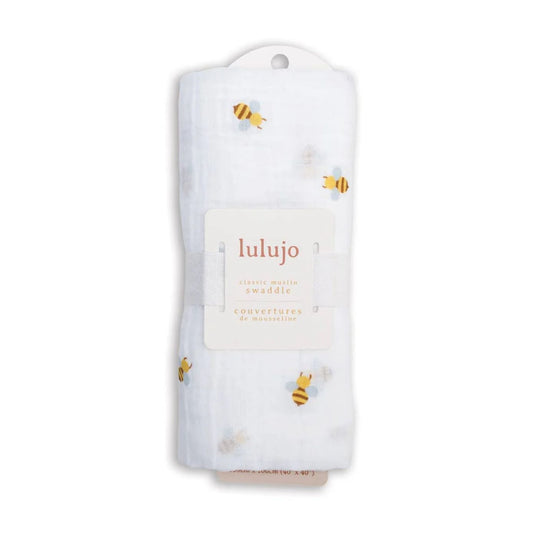 Cotton Muslin Swaddle - Bees by Lulujo