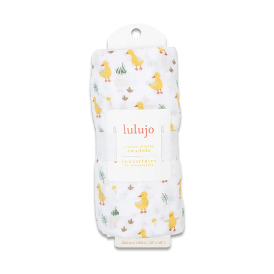 Cotton Muslin Swaddle - Duck by Lulujo