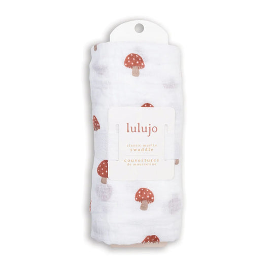 Cotton Muslin Swaddle - Mushroom by Lulujo