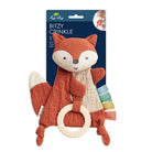 Fox-shaped crinkle toy with packaging on a white background