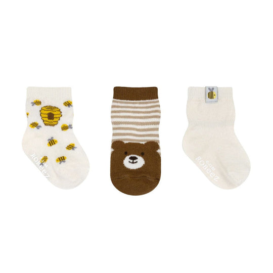 Oh Honey 3-Pack Baby Socks - Tan by Robeez