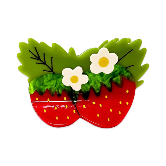 Large Strawberries and Flowers Hair Claw Clip by Jenny Lemons